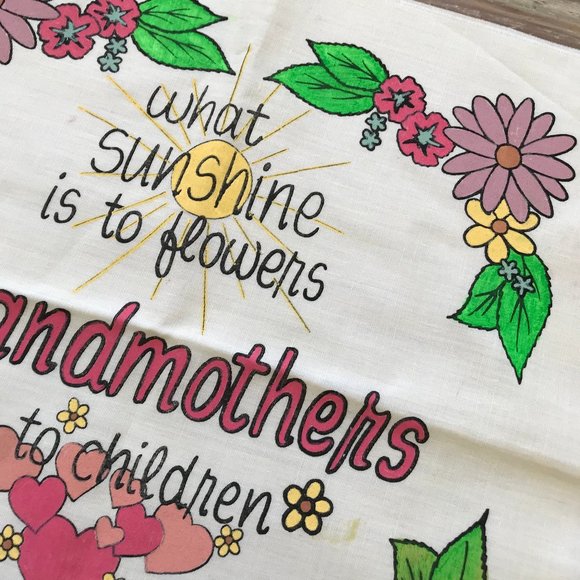 Grandmother Saying Hand Painted Fabric for Cushion Cover Artex Tri-Chem 14x15" - Picture 5 of 5